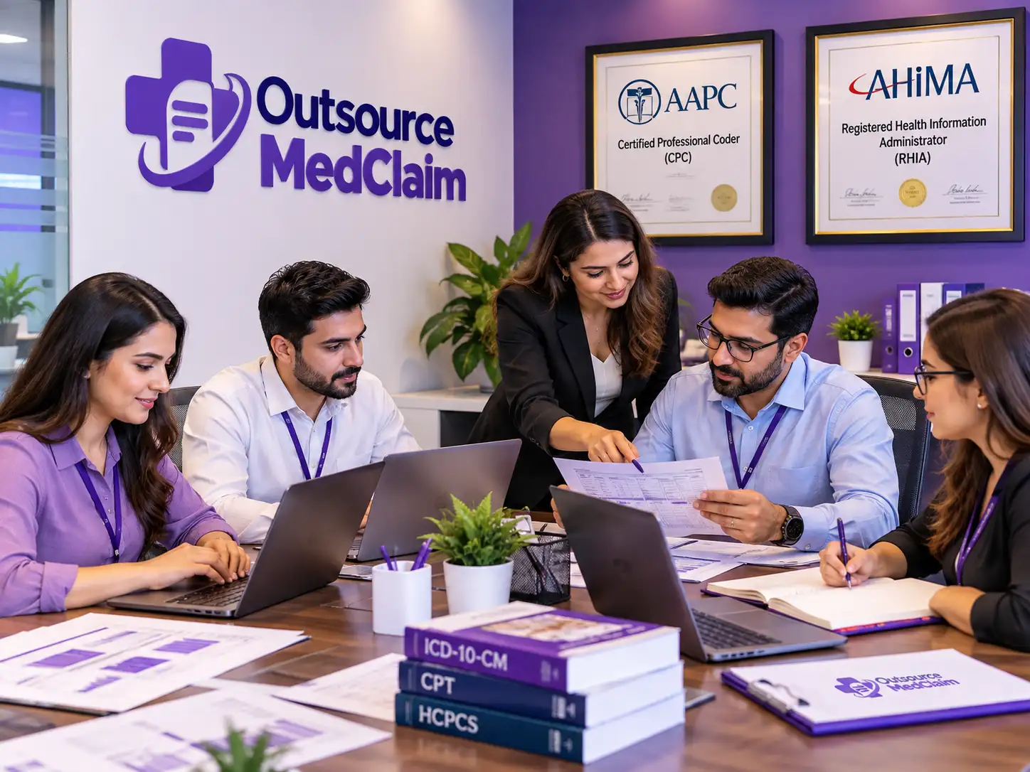 Certified medical coders and compliance team at Outsource MedClaim