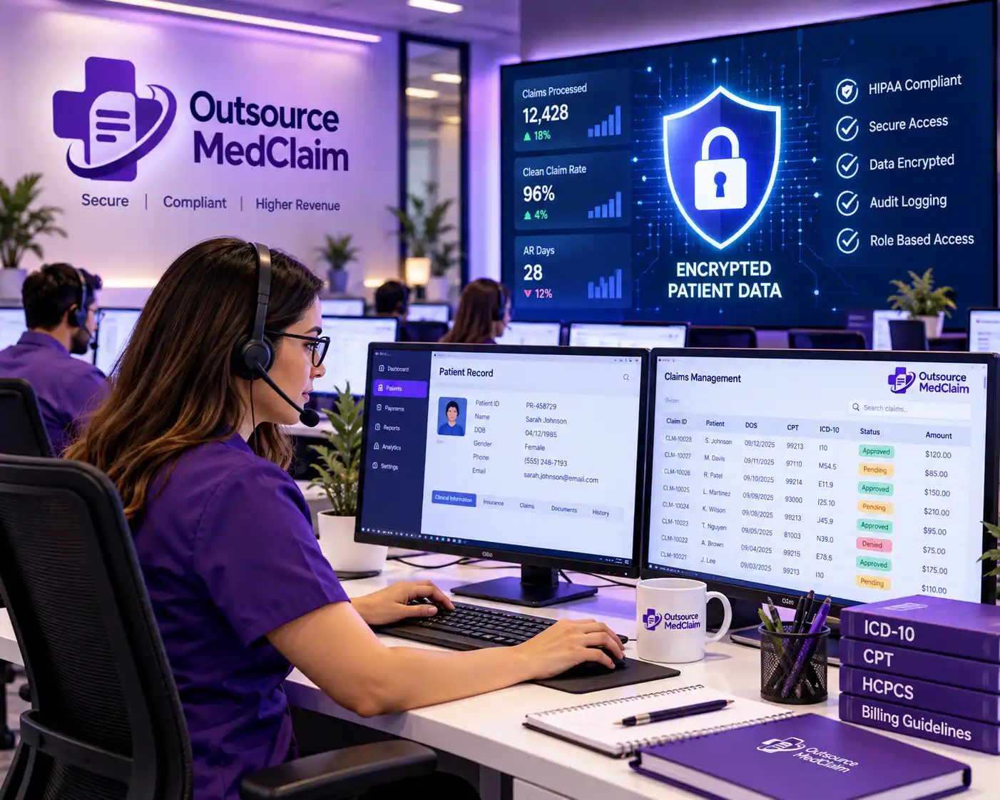 Outsource MedClaim HIPAA-compliant medical billing operations